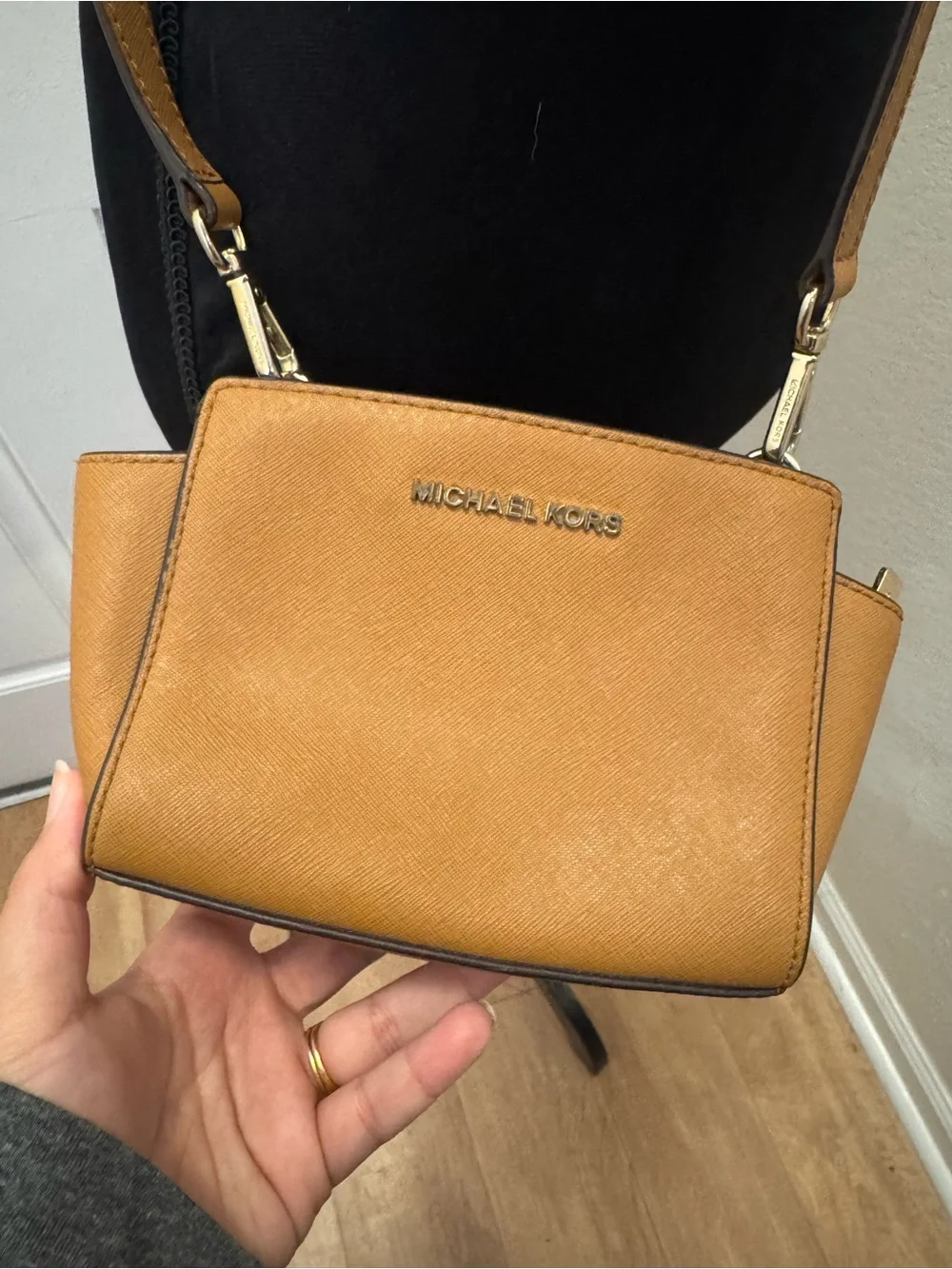 Michael Kors Tan Saffiano Leather Crossbody with Gold Hardware